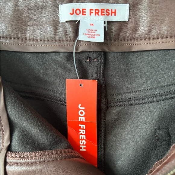NWT Joe Fresh Chocolate Brown Faux Leather Pants | Size 14 - Picture 4 of 4